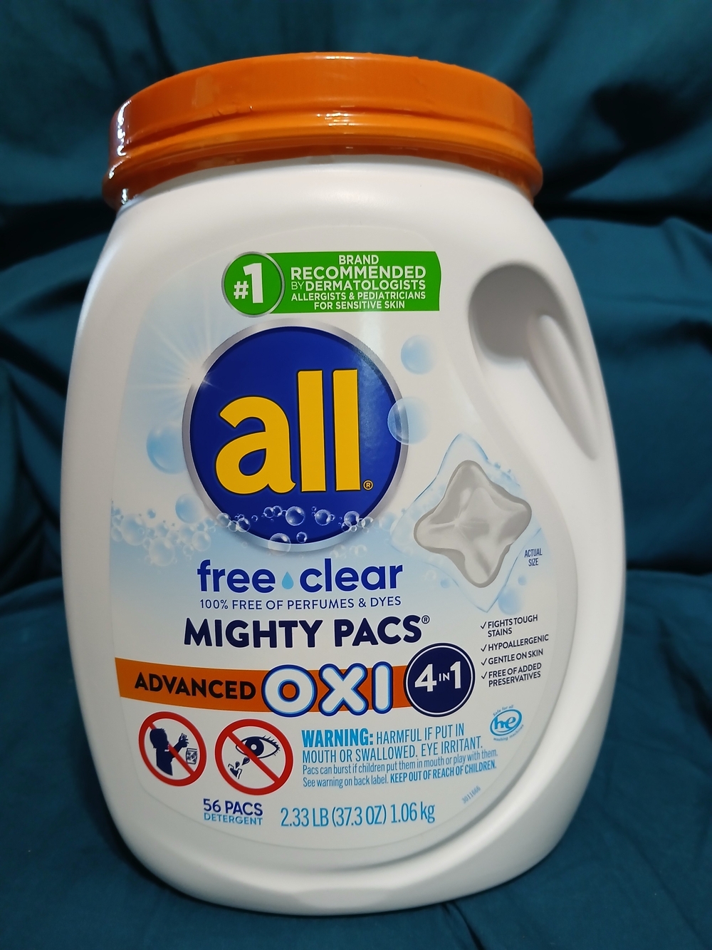 ALL Free Clear Mighty Pacs Advanced Oxi Laundry Detergent - 4IN1 56 PACS